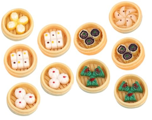 VICASKY 12st Mini-Food- Food-Modell Simulation Dampfbrötchen Dampfer Spielzeug Mini-dampfbrötchen Basteln Mini Spiel Essen Künstlicher Dampfgarer Für Gedämpfte Brötchen Harz