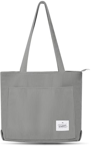 ELAKIRI Tote Bag Con Cerniera, Tote Bag Università, Borsa Tote Donna, Borsa Tote Velluto,Borsa Tote Adatta Per Lo Shopping, Il Lavoro, L'ufficio, I Viaggi, La Scuola E La Vita Quotidiana