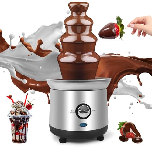Chocolate Fountain Machine 4 Tiers Electric Chocolate Fondue Fountain Machine Cheese Fountain Perfect for Nacho Cheese, Chocolate Sauce, Wedding, Party