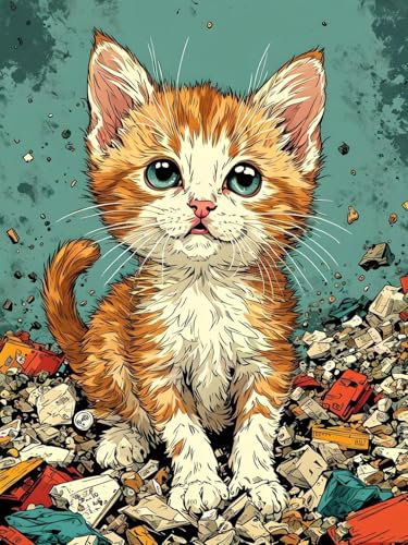 DIY Diamond Painting, Kitty Diamond Art Painting Kits for Adults, Kinder und Beginner Embroidery Pictures Arts Crafts for, Mosaikherstellung, Set for Wall Decoration Herbst Geschenk 90x120cm M-368