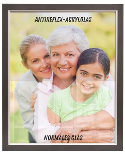 NB Akzent Bilderrahmen mit Antireflexglas – 33x98 cm Schwarz-Silber - MDF Holz Fotorahmen Bellevue