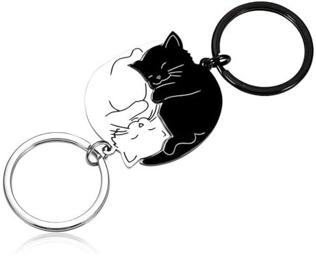 Porte-Clés Assorti en Acier Inoxydable pour Couple,2 PCS Porte-Clés Couple Chat Porte-Clés en Forme de Chat Mignon pour Couples pour Meilleur Ami Petite Amie Anniversaire Mariage