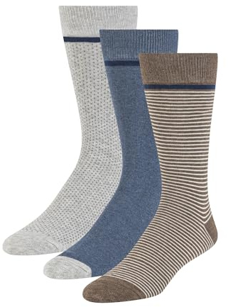 Ted Baker Men's 3 Pack Pattern Crew Dress Socks, Medium Brown, OS