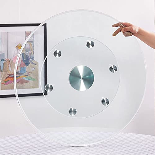 Plateau de service rond en verre transparent pour table de cuisine, salle à manger, facile à nettoyer, durable, épaisseur 8 mm, 120 cm de diamètre