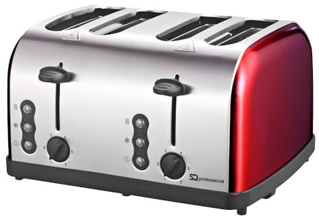 Priceless Homeware 4 Slice Toaster Defrost, Reheat & Cancel Function 6 Browning levels Removable Crumb Tray High Lift Feature (Red, 4 Slots Toaster)