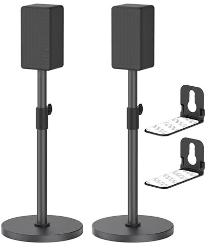 Supports d'enceintes renforcés (Paire) pour Sony HT-A9, SA-RS5, SA-R55, SA-RS3S, SA-Z9R avec Supports pour Barres de Son - Hauteur réglable 74 à 95 cm pour Enceintes Surround Sony