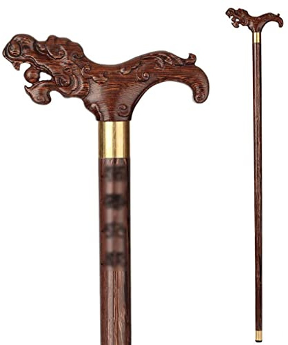 KOIAMVZW Canne de Bois 33 Pouces Acajou de Marche en Bois Artisanal Canne décalé en Bois pour Les Hommes ou Les Femmes Decoration