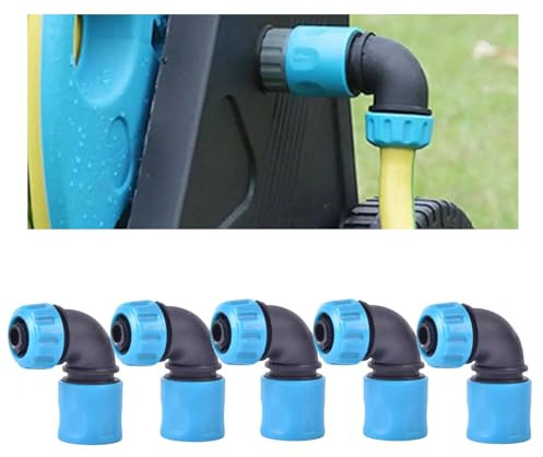 5pcs ABS 1/2 (12.5mm) Hose Elbow Quick Connector, Garden 1/2 hose connector, Universal 90 Degree Elbow Quick Coupling Adapters for Garden Irrigation/Car Wash/hose extention
