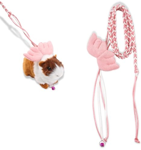 DEFGNOP Meerschweinchen Leine, Kaninchen ZubehöR, Haustier Ratte Maus Hamster Harness Verstellbar Outdoor Leine FüR Walking Training (Rosa)