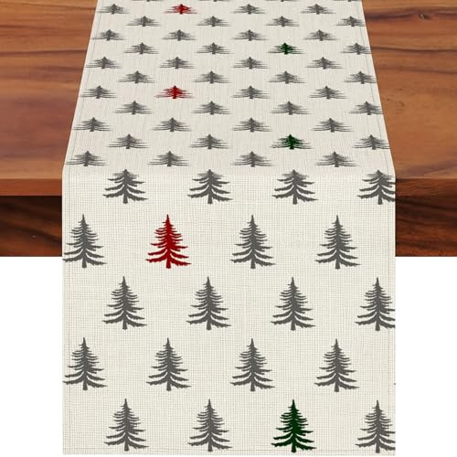 JANGYUHH Weihnachtsbaum Tischläufer Weihnachten Winter Weihnachtsdeko Tischdeko Outdoor Weihnachtstischläufer Tischdecke Dekoration Tischband 40x140 cm