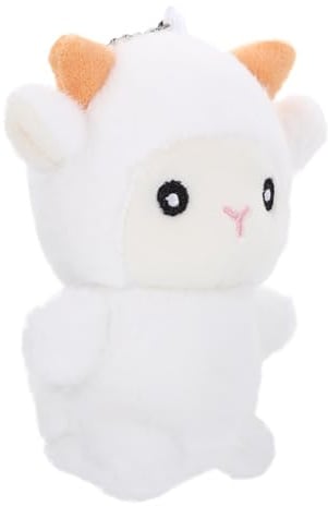 minkissy Porte-clés Pendentif Agneau en Peluche Blanche, Mini Peluche en Coton Pp, Portable et Résistant la Déformation, Accessoire Charmant pour Sac à Dos ou Clés
