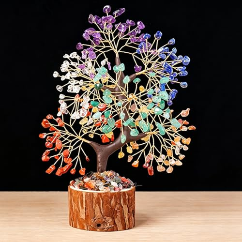 ALEENFOON Albero di Cristallo dei 7 Chakra, Albero della Vita Soprammobile, Oggetti Decorativi per la Casa, Cristalli Curativi, Ornamenti per Alberi Bonsai per la Decorazione, Regali per Casa Nuova