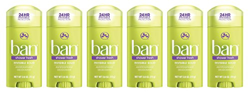 Ban Shower Fresh Invisible Solid Antiperspirant Deodorant 2.6 oz (Pack of 6) by Ban