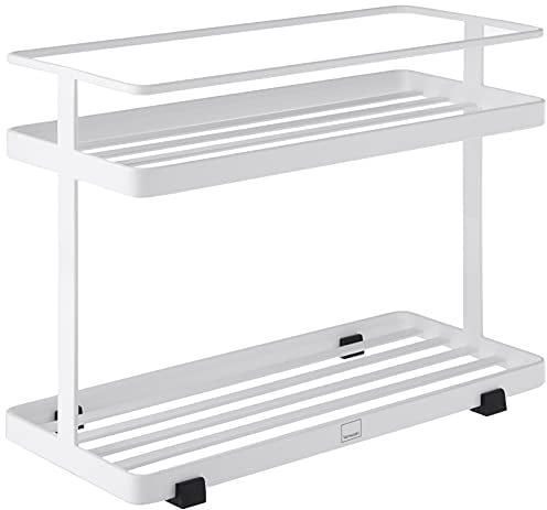 YAMAZAKI Gewürzbehälter für die Arbeitsplatte, Aufbewahrungs- und Organizer-Regal, Stahl, Einheitsgröße, Weiß