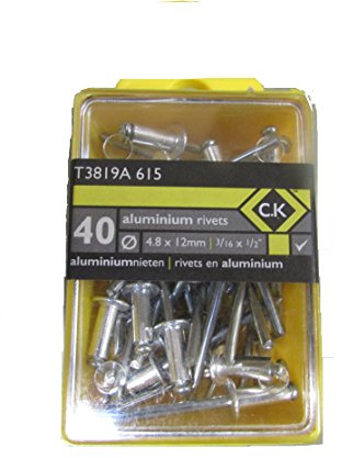 C.K T3819A 615 Aluminium Rivets, Silver, 4.8 x 12 mm 3/16-Inch, Set of 40 Piece