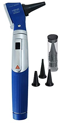Otoskop Heine Mini 3000 2,5 V mit Batteriegriff blau + Hochwertige Diagnostikleuchte blau