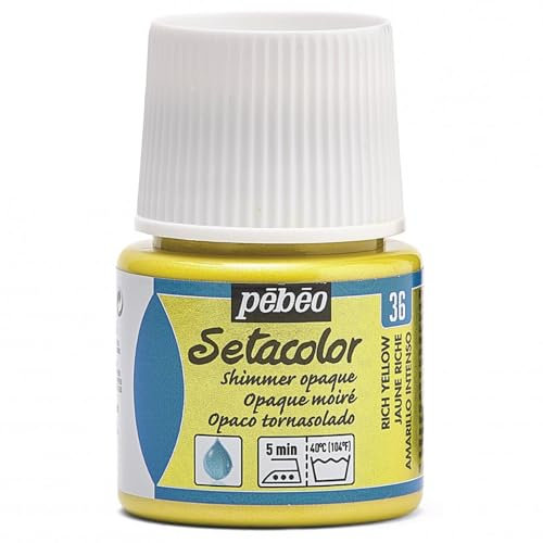 Pébéo 295036 - Tinte Opaco tornasolado Setacolor (1 Bote, 45 ml, Color Amarillo Intenso)