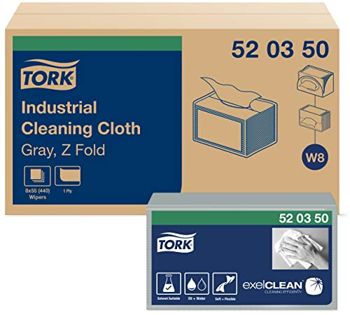 Tork Industrie-Reinigungstücher Grau W8, Gefaltet, 8 × 55 Tücher, 520350