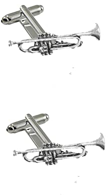 English Pewter Company Manschettenknöpfe Trompete Zinn - Herren, Erwachsene, formell - Cufflinks, Silber