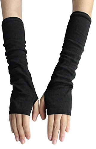 Bluelans® Armstulpen Pulswärmer lange fingerlos Handschuhe Damenhandschuhe Winterhandschuhe Fäustlinge Fausthandschuhe (Schwarz)