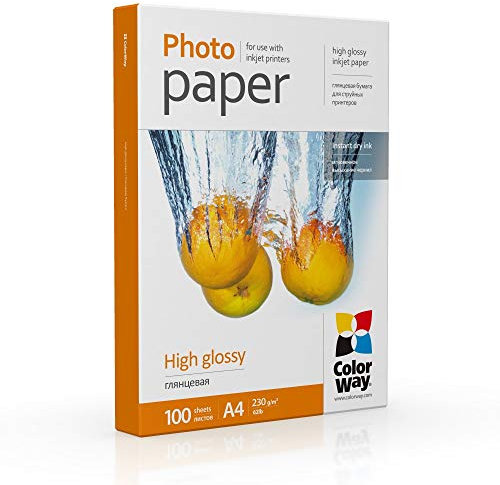 COLORWAY hoch glänzend Premium Fotopapier 100 Blatt A4 230g/m² Sofort Trocken Wasserfest für alle Tintenstrahldrucker