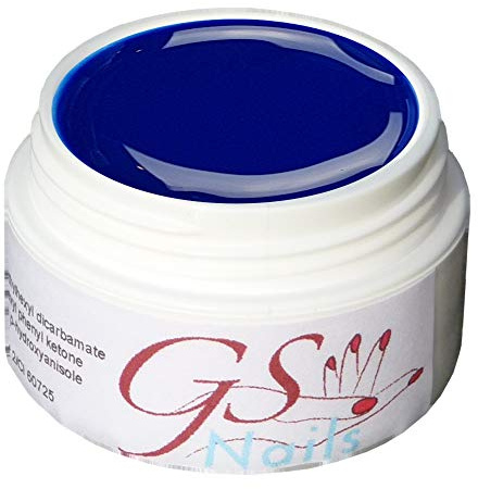GS-Nails UV Farb-Gel für Nail-Art & Nagel-Design - 5 ml UV-härtendes Cover-Gel - Nail-Gel - selbstglättendes Nagel-Gel - Dunkel Blau 10 - A6
