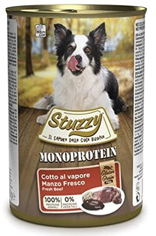 Stuzzy Dog Monoprotein Rind, Hundefutter nass, 6 Dosen x 400 g, 2.4 kg