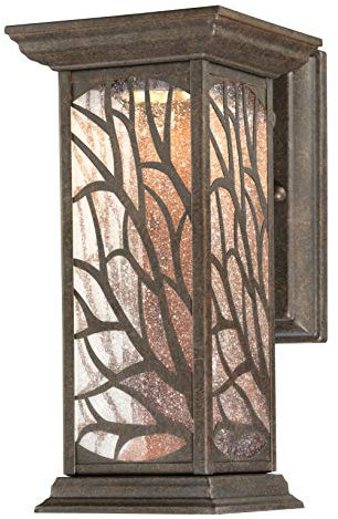63120 Einflammige, dimmbare LED-Außenwandleuchte, viktorianisches Bronze-Finish mit Tropfenklarglas