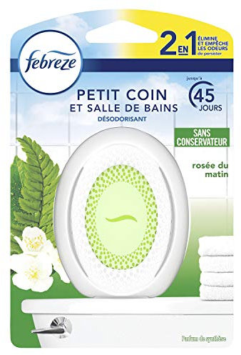 Febreze Petit Coin et Salle de Bains, 1 x 7.5ml, Désodorisant WC, élimine les Odeurs et Rafraîchit L’intérieur, Rosée du Matin