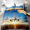 Morbuy 3D Bettbezug Bettwäsche Set - Flugzeug Drucken Erwachsene Kinder Bettwäsche-Set, Mikrofaser Weiche Bettbezug mit Reißverschluss und Kissenbezüge (135x200cm,Landung)