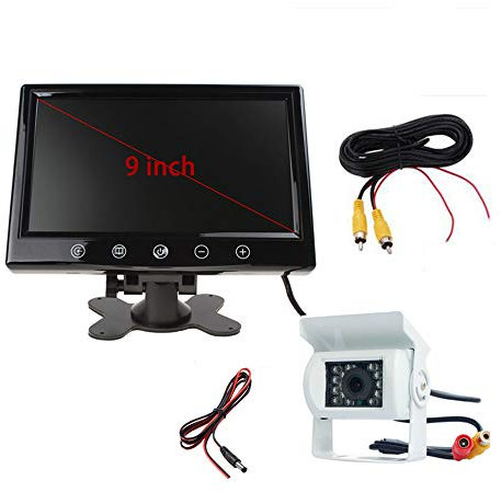 BOOMBOOST 9 TFT LCD Screen Car Monitor Headrest Monitor Use for Truck Bus Motorhome Car With White Bus Camera 15M Dedicated Cable For Display Camera