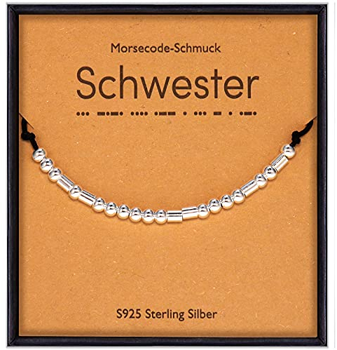 Suyi Morse Code Armband für Schwester - Sterling Silber Geschenk für Frauen, Mädchen, Soul Schwester, Bester Freund
