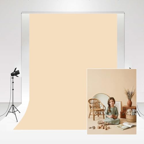 Kate Photography Studio Hintergrund Cremefarbe 2.4x3m/8x10ft Beige Hintergrundfotografie Einfarbig Basic Photo Booth Soft Fabric Hintergrund für Neugeborene Baby Porträtfotografie
