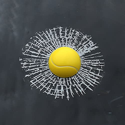 3D Auto Aufkleber,MoreChioce Lustige Ball Hits Auto Windschutzscheibe Aufkleber Abziehbilder Kreativ Autofenster Dekoration Simulation Basketball Tennis Fußball Auto Dekor Zubehör,Gelb Tennisball