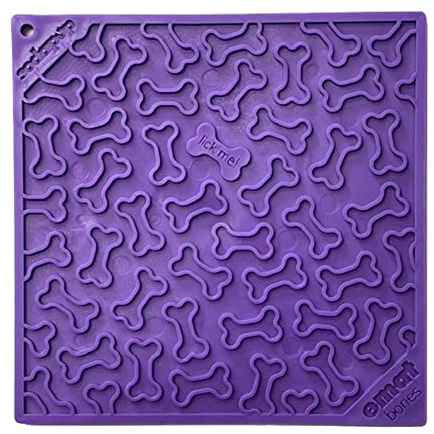 SodaPup Bones eMat – Durable Lick Mat Feeder Made in USA from Non-Toxic, Pet-Safe, Food Safe Rubber for Mental Stimulation, Avoiding Overfeeding, Fresh Breath, Digestive Health, Calming, & More