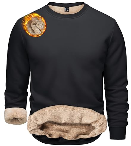 TACVASEN Herren Warme Fleece Pullover Sweatshirts Winter Langarm Shirts mit Fleecefutter