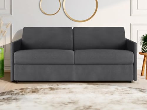 Sofa für 4-Sitzer, ausziehbar, Express, aus Stoff, Grau - Liegefläche 160 cm - Matratze 22 cm - Einzelbett