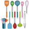 Homikit Set di utensili da cucina, 10 pezzi, antiaderenti, in silicone, resistente al calore, set di utensili da cucina con manico in acciaio inox, lavabile in lavastoviglie, colorato