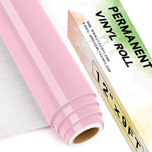Lya Vinyl Rouleau de vinyle permanent rose clair, 30,5 cm x 2,7 m pour Cricut, Silhouette Cameo, vinyle rose pour décoration de fête, autocollants de fenêtre, décoration d'intérieur