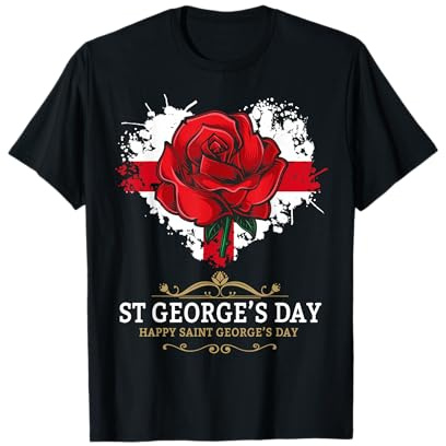 St Georges Day Outfit Idea For Kids With Rose & English Flag T-Shirt
