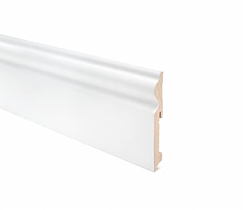 CONF. 10 PZ BATTISCOPA DUCALE MDF BIANCO VERNICIABILE VARIE MISURE (15X115X2400MM)