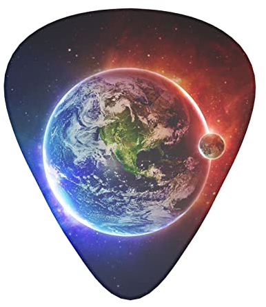 Space Planet Earth Advanced Gitarrenplektrum 12 Stück Drei Stärken für Bass, E-Gitarre, Akustikgitarrentasche