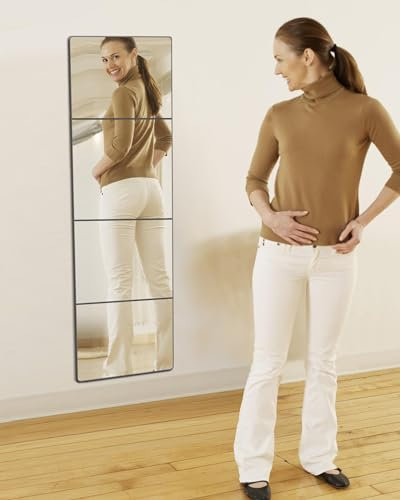 quegau Lot de 4 miroirs muraux incassables pour enfants, en acrylique incassable, carreaux de miroir, plexiglas, maquillage, très épais 0,3 cm, 20,3 x 20,3 cm, convient pour chambre d'enfant, jardin