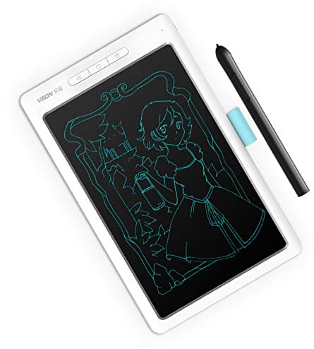 Tableta de Dibujo，HUIOP Tableta gráfica igente,Tableta de Dibujo Digital,8192 Niveles,sensibilidad a la presión,transmisión de Notas sincrónicas,Blanco