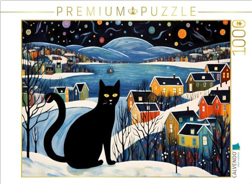 CALVENDO Puzzle Katze im Winter | 1000 Teile Lege-Größe 64 x 48 cm Foto-Puzzle für glückliche Stunden
