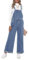 Roskiky Mono para mujer, vaquero, corte holgado, pierna ancha, elástico, holgado, vaquero Y2K Comfy para mujer, elegante, Soft Sky Blue, L
