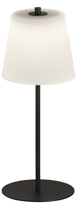 easy! BY FHL! | Kabellose Dimmbare LED Tischlampe Mit Akku | Helligkeit 3-Stufen Einstellbar Per Touch | Außenlampe Wasserdicht, Esstisch Schlafzimmer Arbeitszimmer (Sandschwarz/Glas opal)