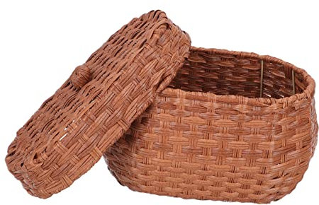 PRETYZOOM Eierkorb Aus Rattan Spielzeuge Runder Geflochtener Korb Aufbewahrungskorb Mit Deckel Korb Aus Seegras Heimorganisator Showg Haushalt Pvc-imitation Rebe Schmücken