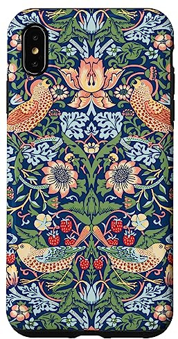 Strawberry Thief William Morris Art Nouveau Pattern Blue Case for iPhone XS Max