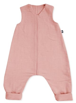 Julius Zöllner Schlafoverall Jumper Musselin 0,5 TOG Gr. 92 | 100% Baumwollmusselin | Oeko-TEX Standard 100 | Dusty Rose